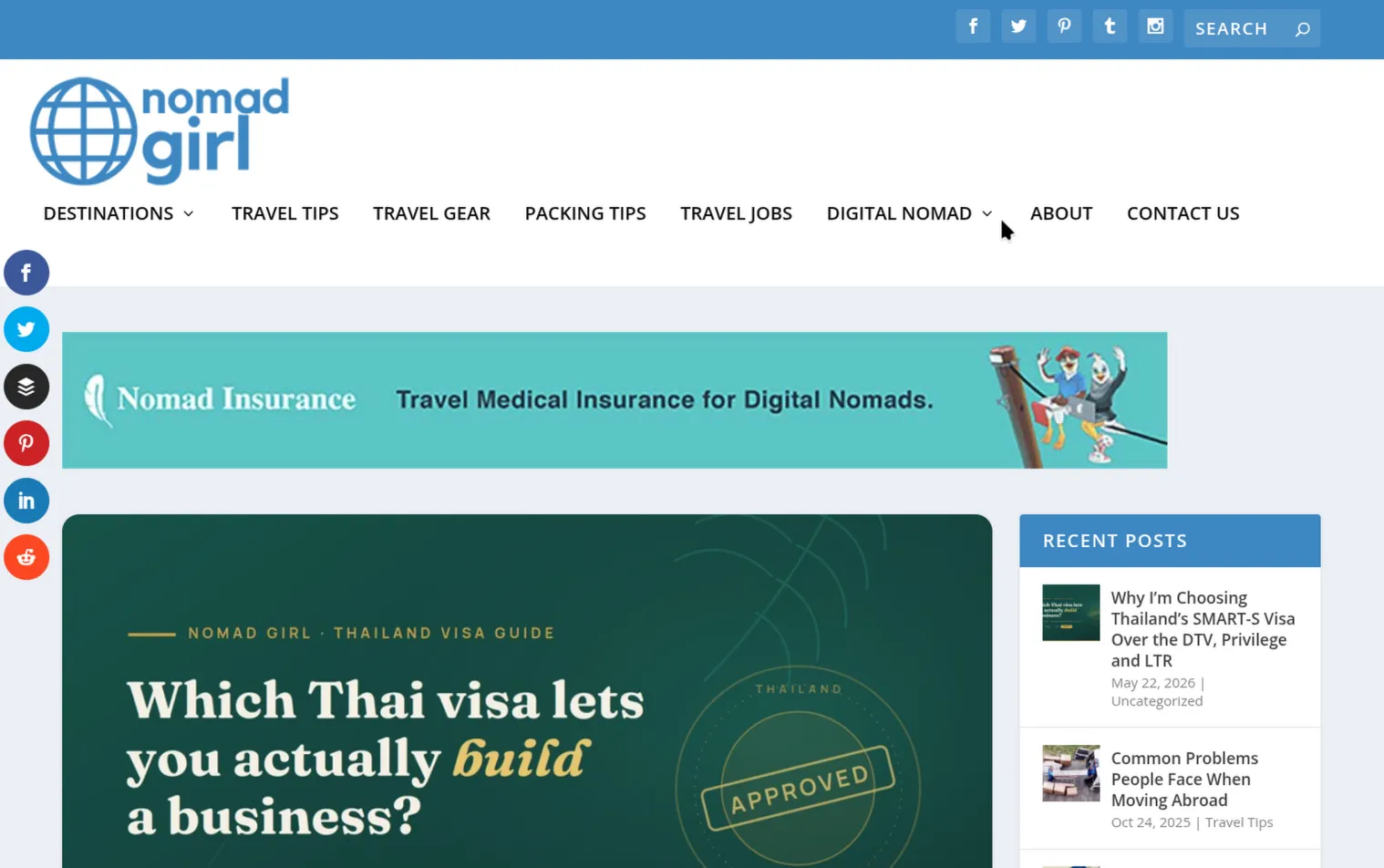 Nomad Girl, travel and remote-work guides website
