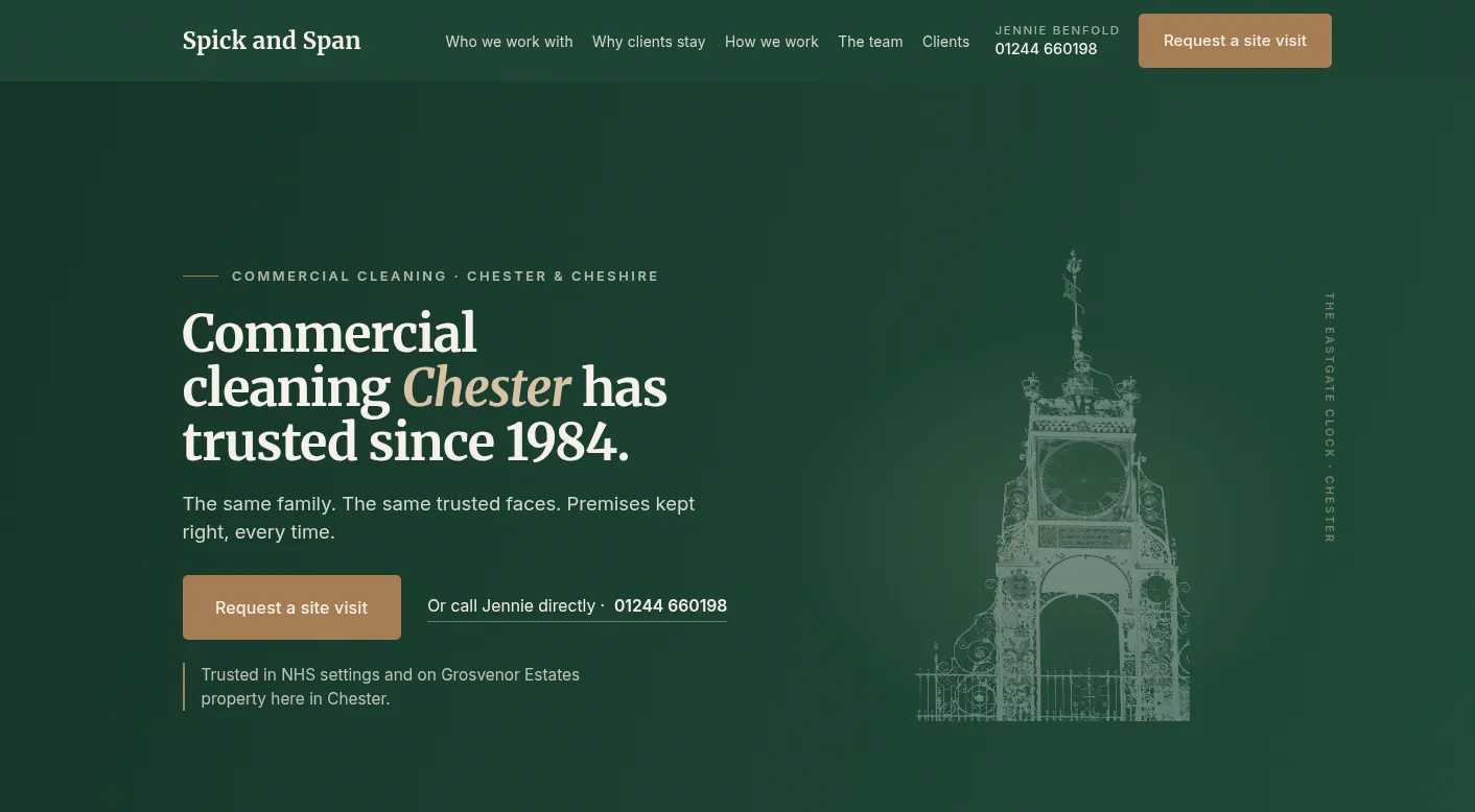 Spick and Span, the rebuilt website delivered by DevGento